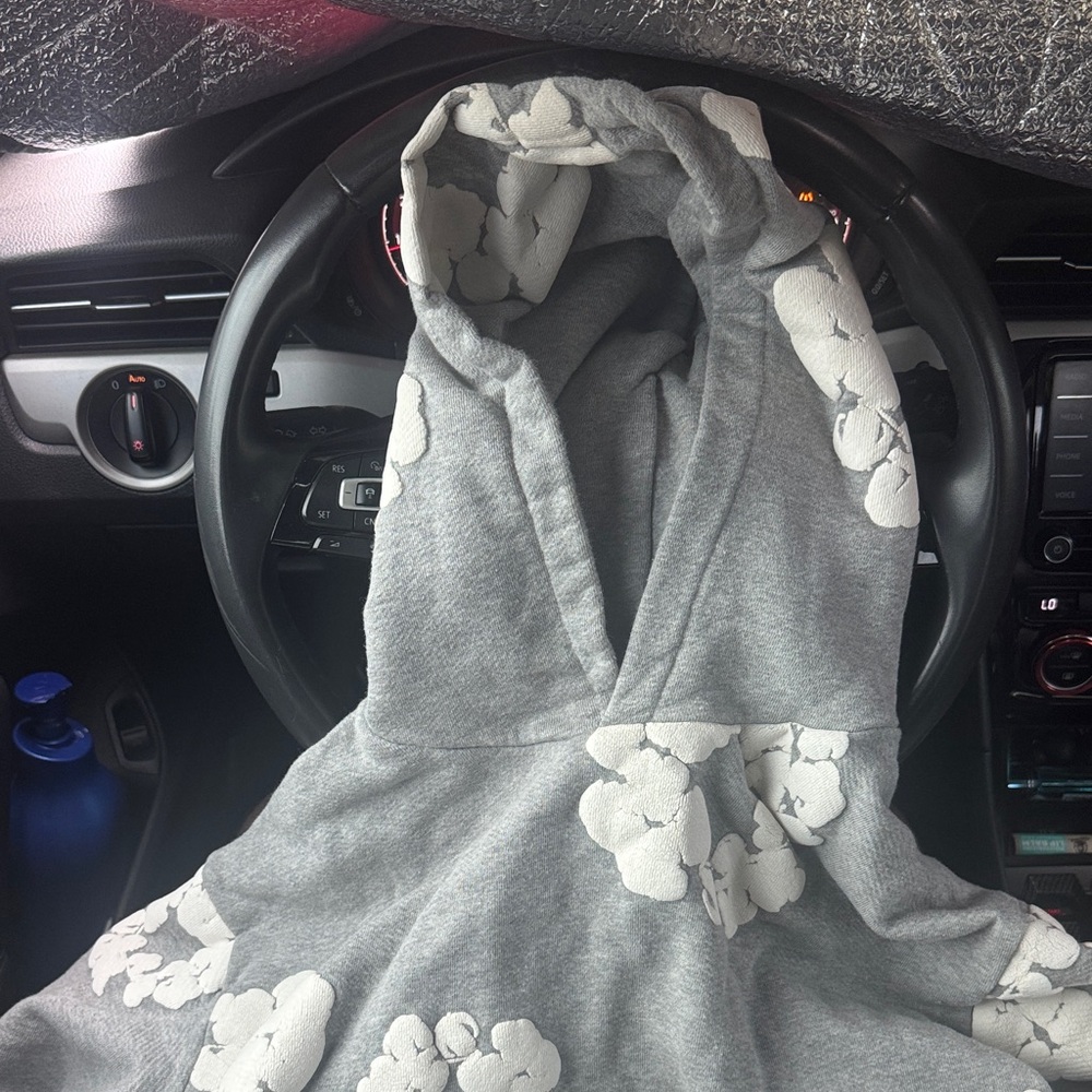Gray Floral Crewneck Sweater